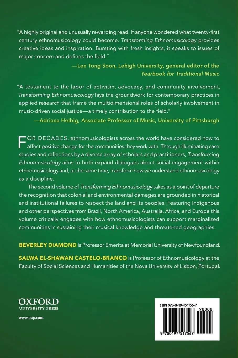 Rückseite: 9780197517567 | Transforming Ethnomusicology Volume II | Beverley Diamond (u. a.)