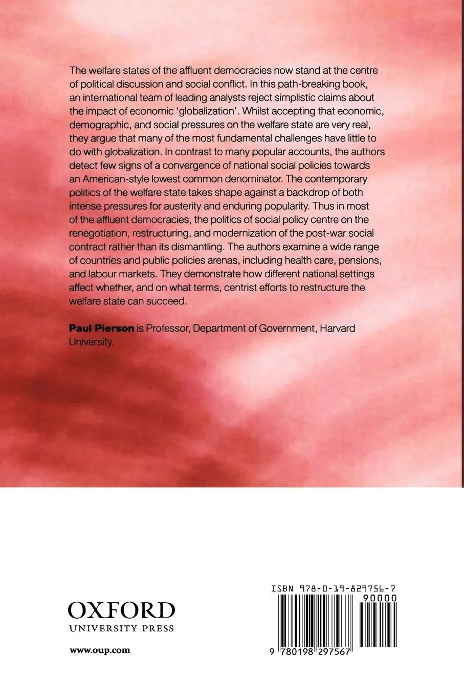 Rückseite: 9780198297567 | The New Politics of the Welfare State | Paul Pierson | Taschenbuch