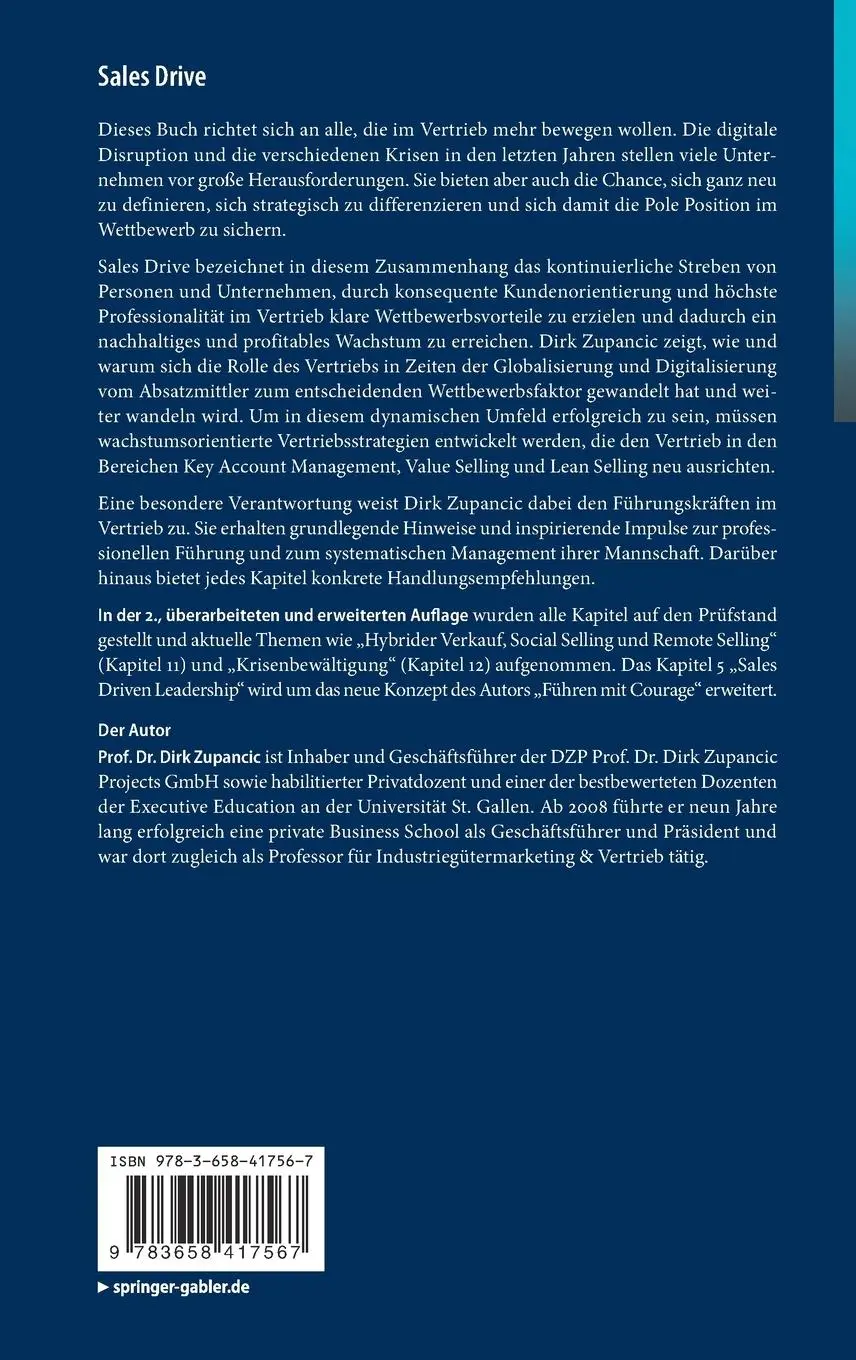 Rückseite: 9783658417567 | Sales Drive | Dirk Zupancic | Buch | xviii | Deutsch | 2023