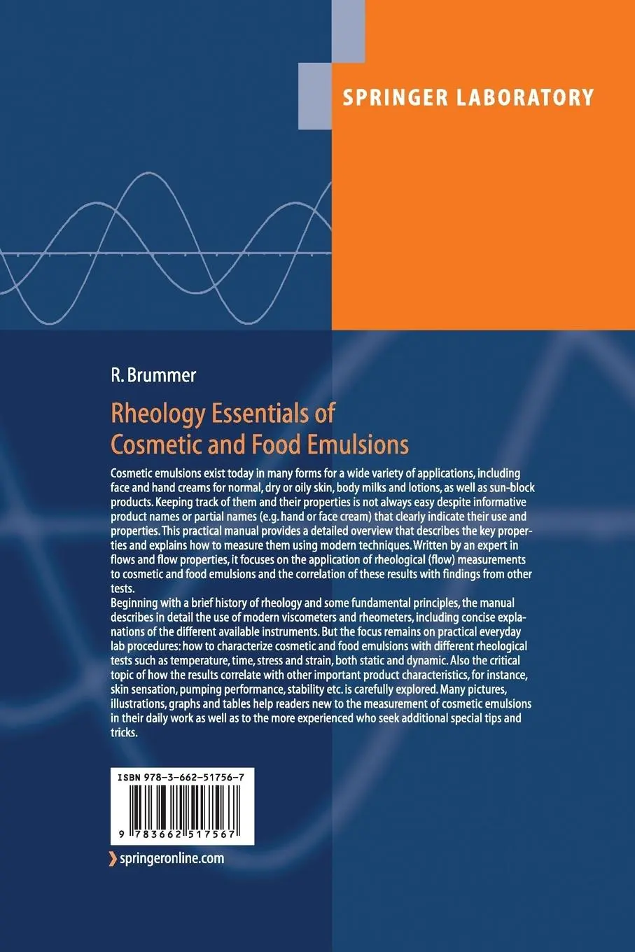 Rückseite: 9783662517567 | Rheology Essentials of Cosmetic and Food Emulsions | Rüdiger Brummer