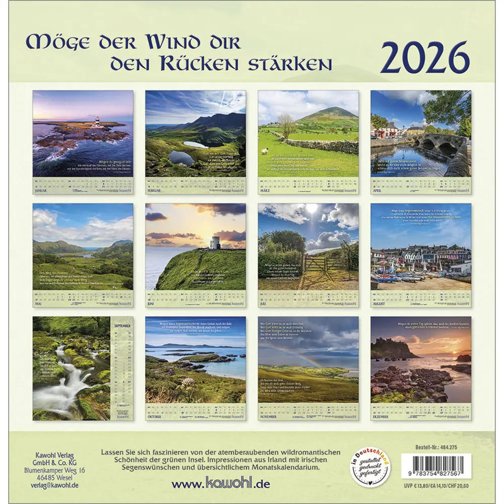 Bild: 9783754827567 | Möge der Wind dir den Rücken stärken 2026 | Irische Segenswünsche