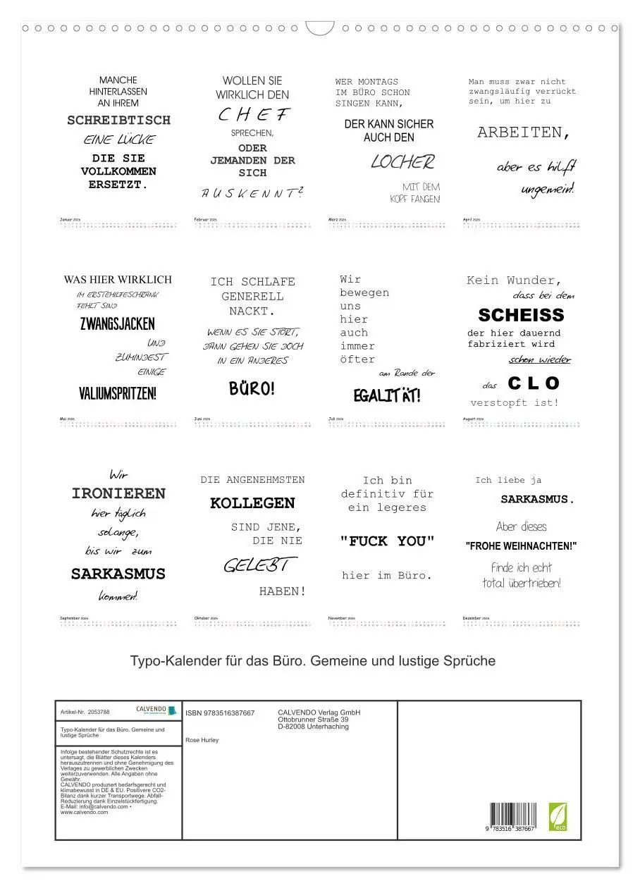 Bild: 9783516387667 | Typo-Kalender für das Büro. Gemeine und lustige Sprüche...