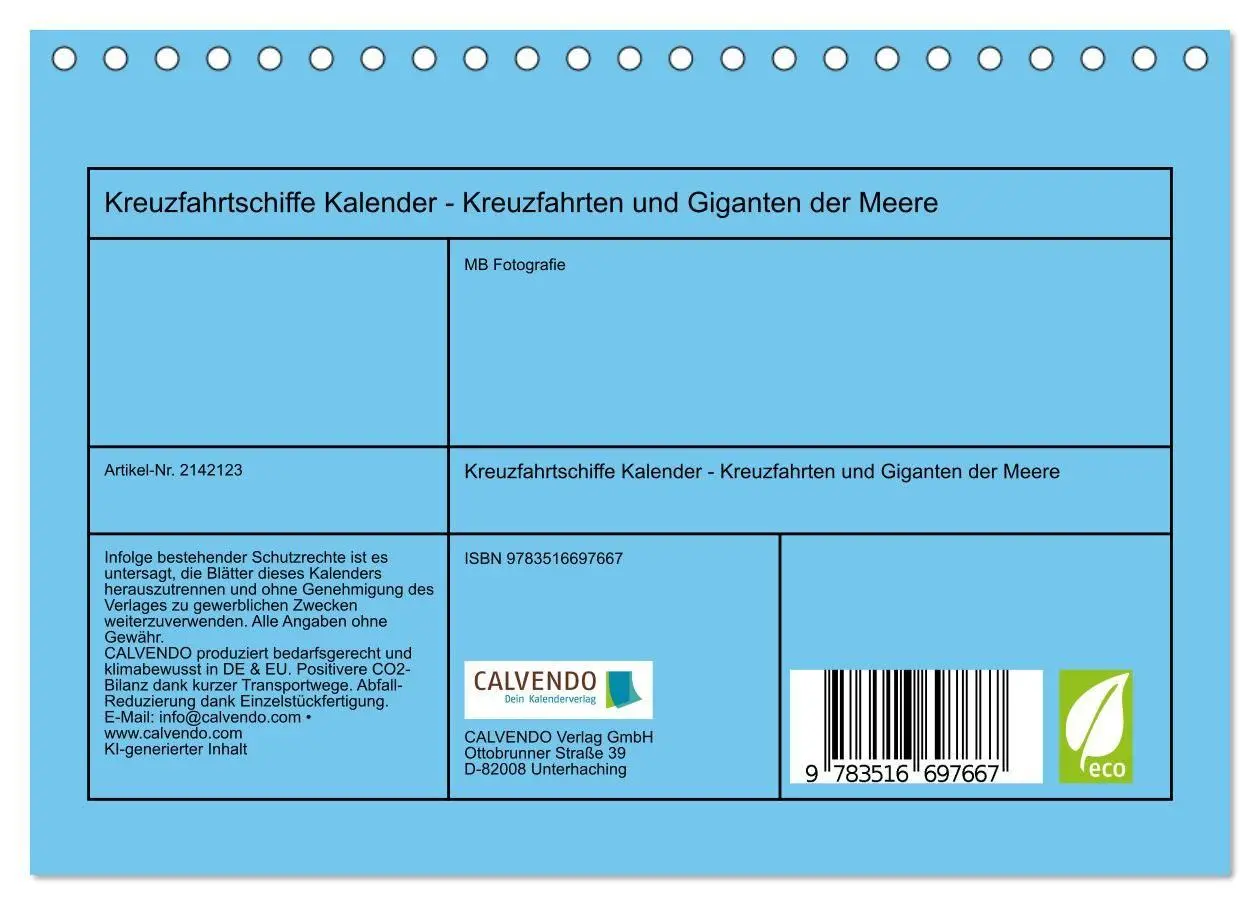 Bild: 9783516697667 | Kreuzfahrtschiffe Kalender - Kreuzfahrten und Giganten der Meere...