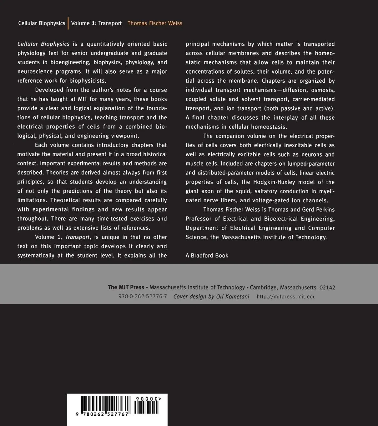 Rückseite: 9780262527767 | Cellular Biophysics, Volume 1 | Transport | Thomas Fischer Weiss