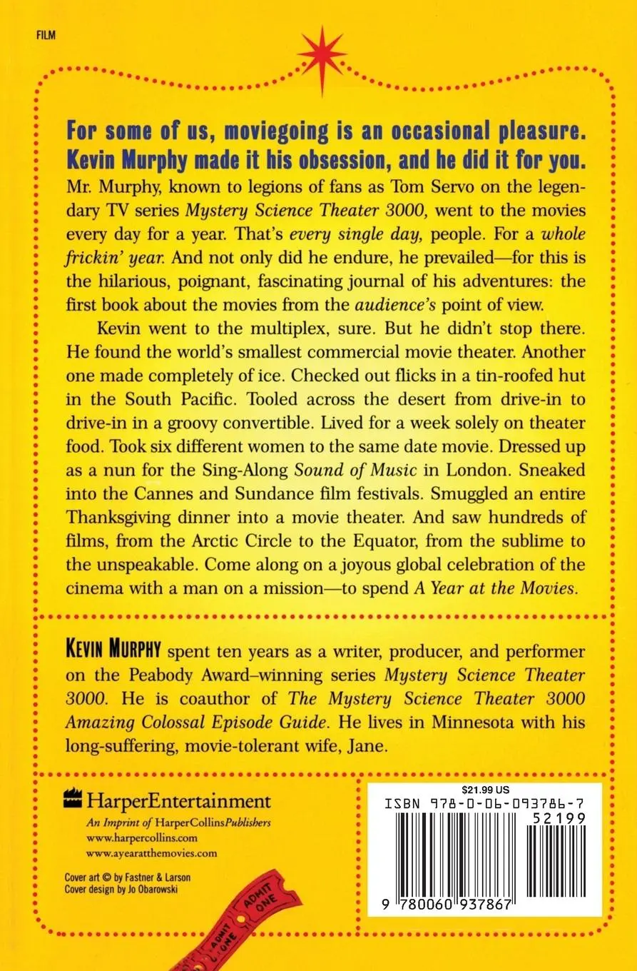 Rückseite: 9780060937867 | A Year at the Movies | One Man's Filmgoing Odyssey | Kevin Murphy