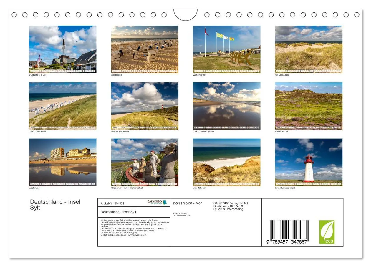 Bild: 9783457347867 | Deutschland - Insel Sylt (Wandkalender 2026 DIN A4 quer), CALVENDO...
