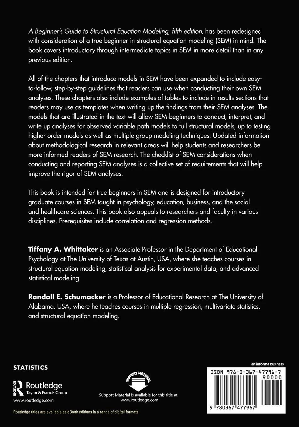 Rückseite: 9780367477967 | A Beginner's Guide to Structural Equation Modeling | Whittaker (u. a.)