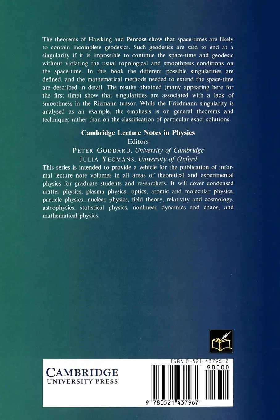Rückseite: 9780521437967 | The Analysis of Space-Time Singularities | C. J. S. Clarke | Buch