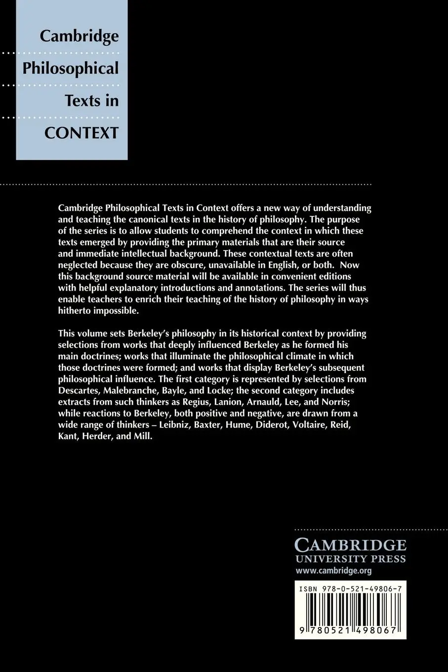 Rückseite: 9780521498067 | Berkeley's Principles and Dialogues | Background Source Materials