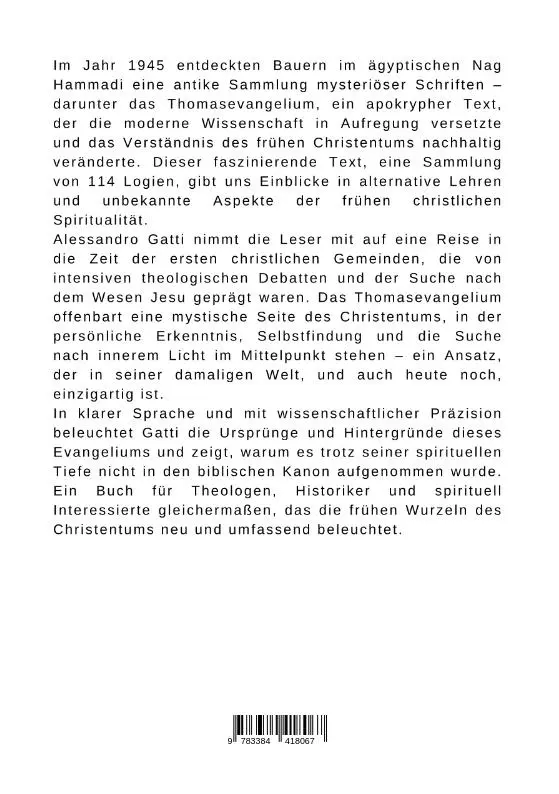 Rückseite: 9783384418067 | Das Thomasevangelium und seine Bedeutung für das frühe Christentum
