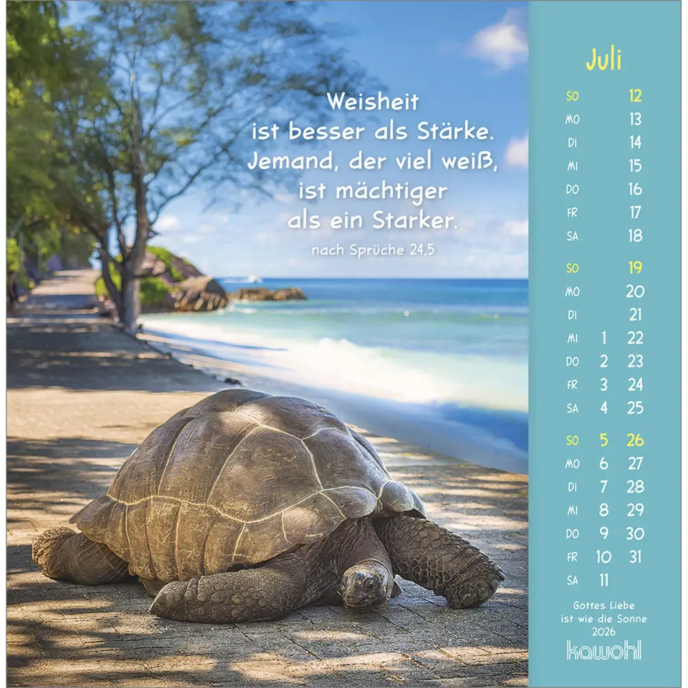 Bild: 9783754848067 | Gottes Liebe ist wie die Sonne 2026 | Tierkalender mit Bibelworten