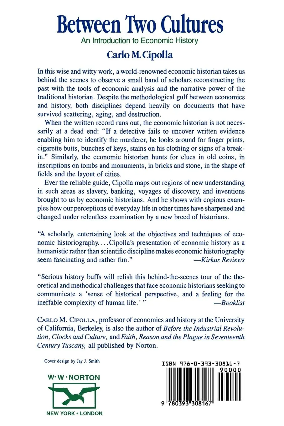 Rückseite: 9780393308167 | Between Two Cultures | An Introduction to Economic History | Cipolla