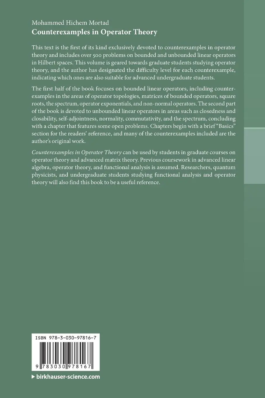 Rückseite: 9783030978167 | Counterexamples in Operator Theory | Mohammed Hichem Mortad | Buch