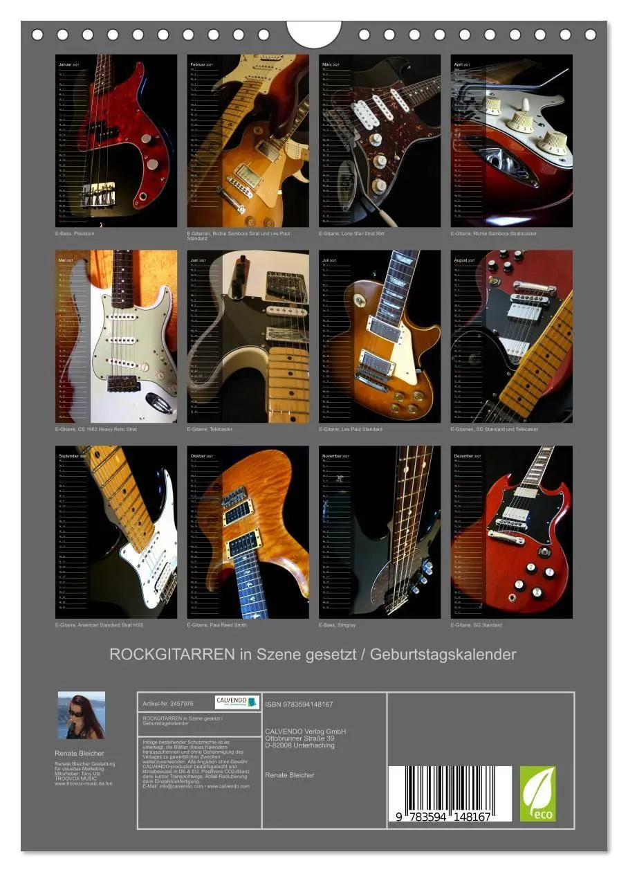 Bild: 9783594148167 | ROCKGITARREN in Szene gesetzt / Geburtstagskalender (Wandkalender...