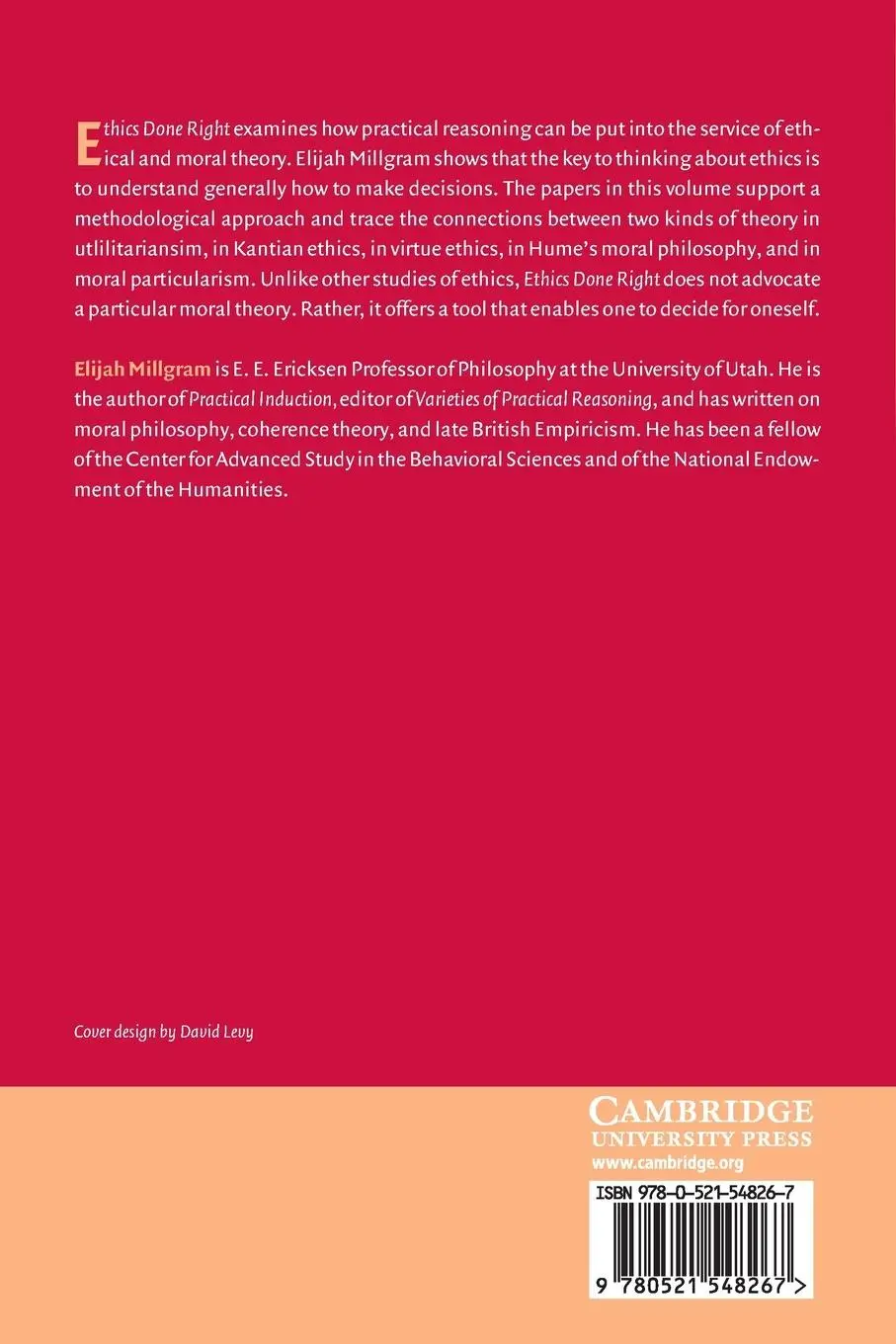 Rückseite: 9780521548267 | Ethics Done Right | Elijah Millgram | Taschenbuch | Englisch | 2005