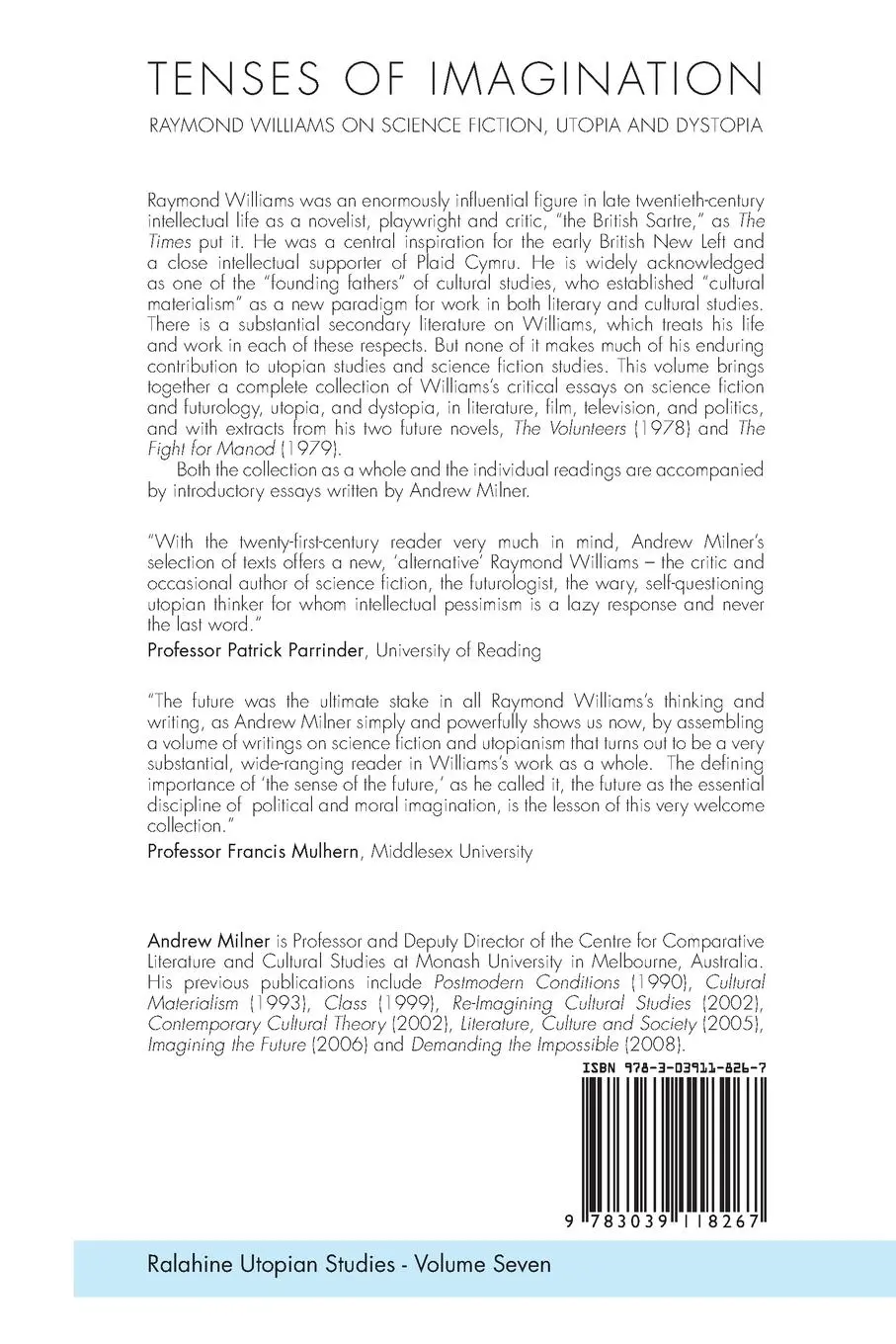 Rückseite: 9783039118267 | Tenses of Imagination | Andrew Milner | Taschenbuch | Paperback | 2010