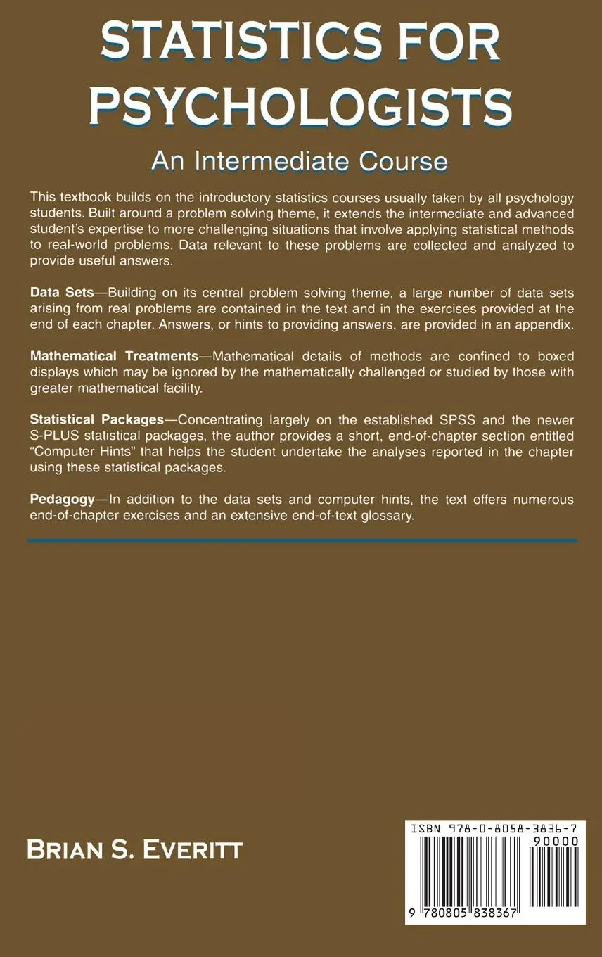 Rückseite: 9780805838367 | Statistics for Psychologists | An Intermediate Course | Everitt | Buch