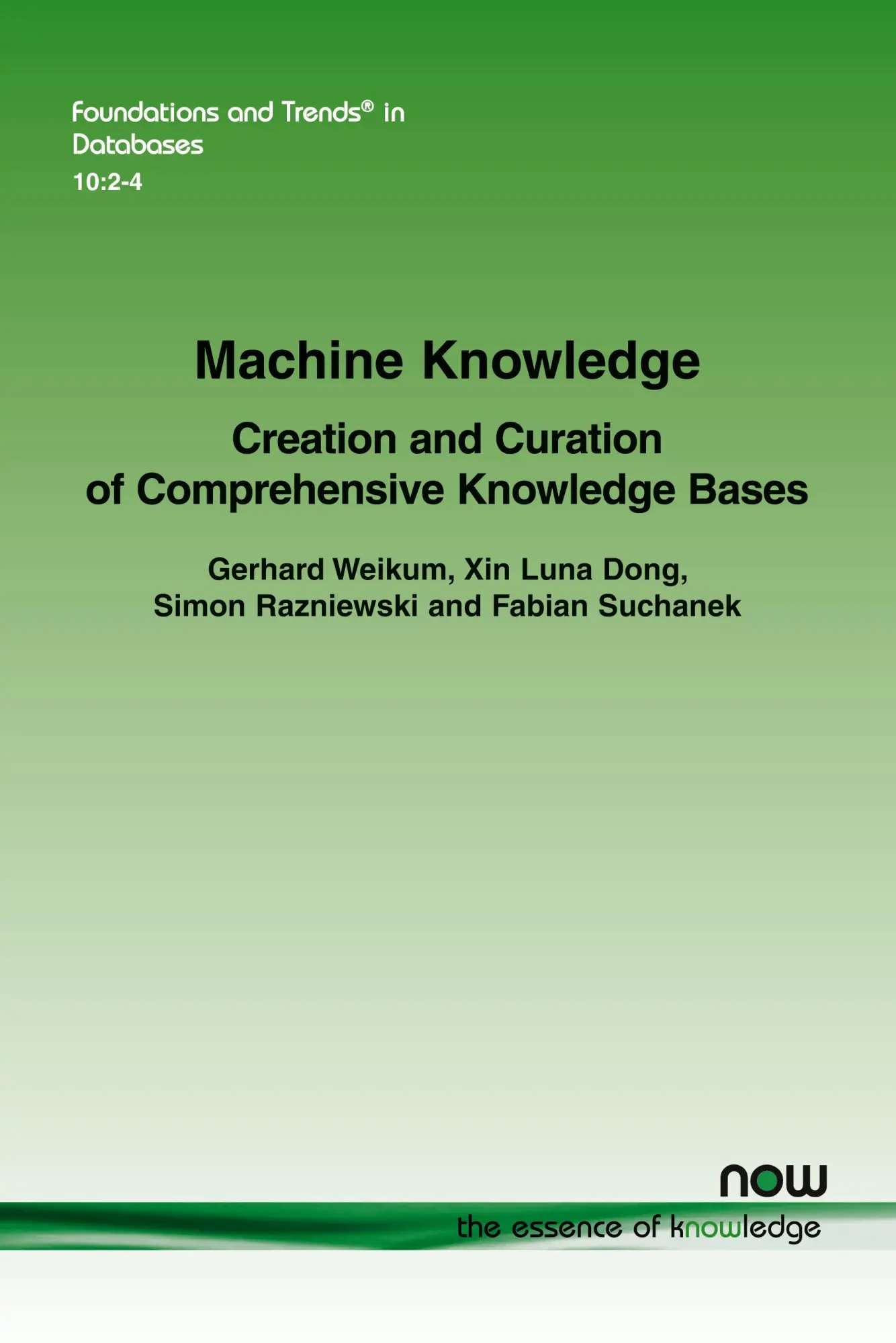 Cover: 9781680838367 | Machine Knowledge | Gerhard Weikum (u. a.) | Taschenbuch | Englisch