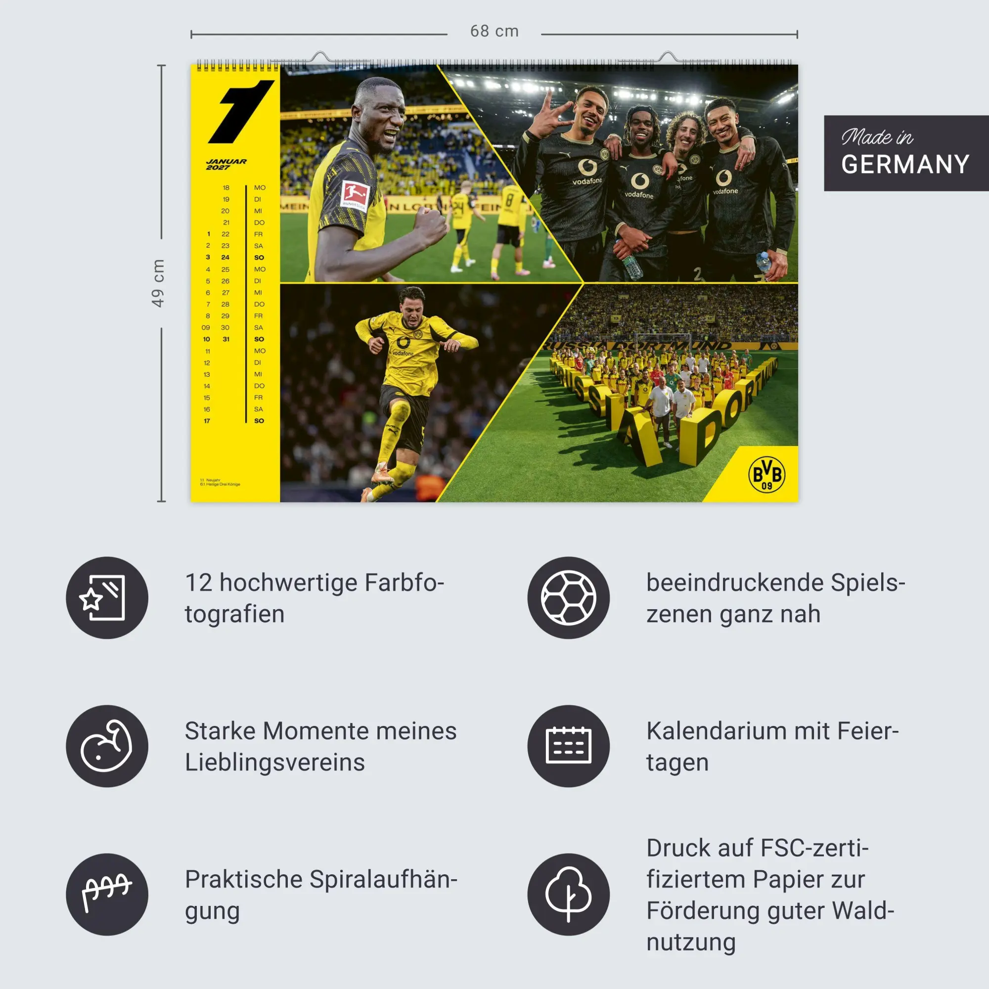Bild: 9783756418367 | BVB Edition Kalender 2027 | Heye | Kalender | Bundesliga Kalender Heye