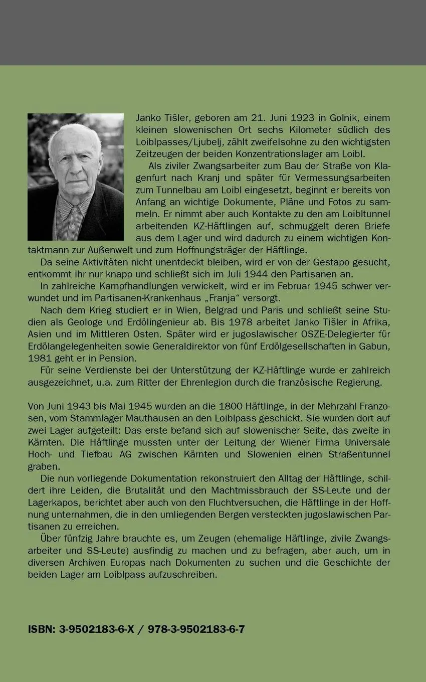 Rückseite: 9783950218367 | Das Loibl-KZ | Janko Tisler (u. a.) | Taschenbuch | 488 S. | Deutsch