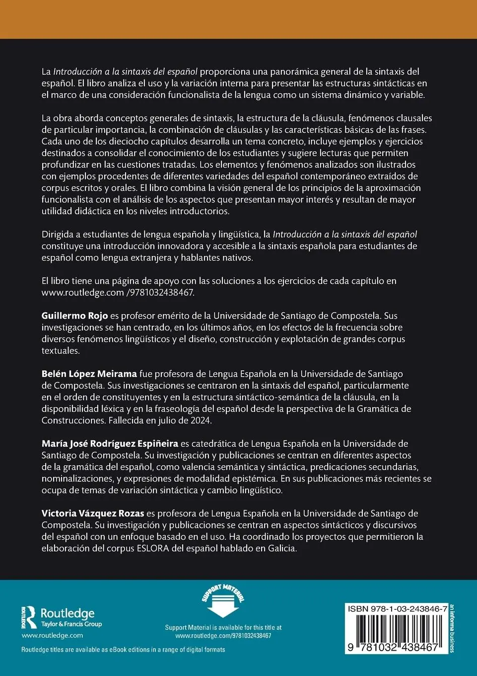 Rückseite: 9781032438467 | Introducción a la sintaxis del español | Guillermo Rojo (u. a.) | Buch