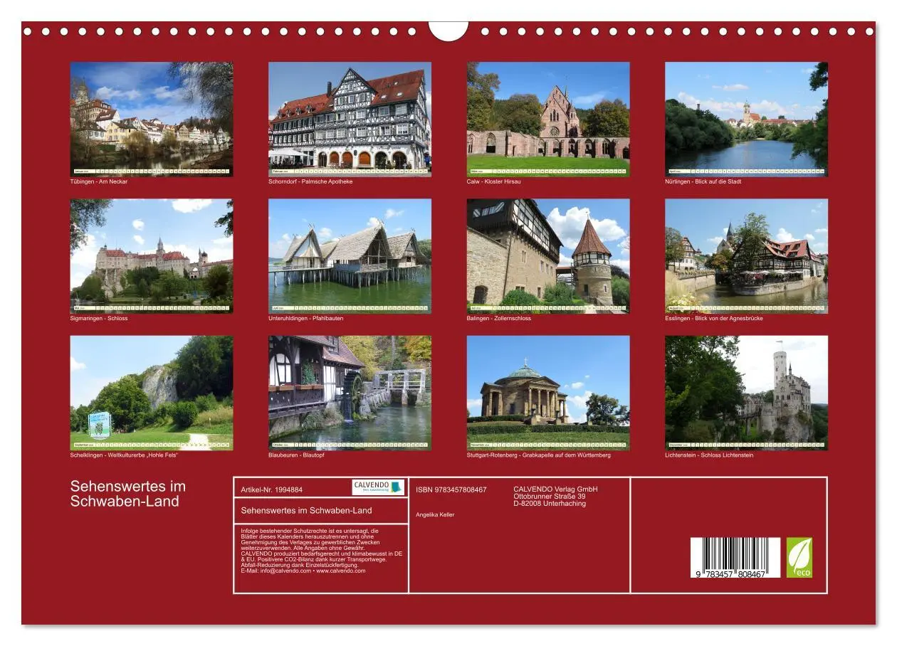 Bild: 9783457808467 | Sehenswertes im Schwaben-Land (Wandkalender 2026 DIN A3 quer),...