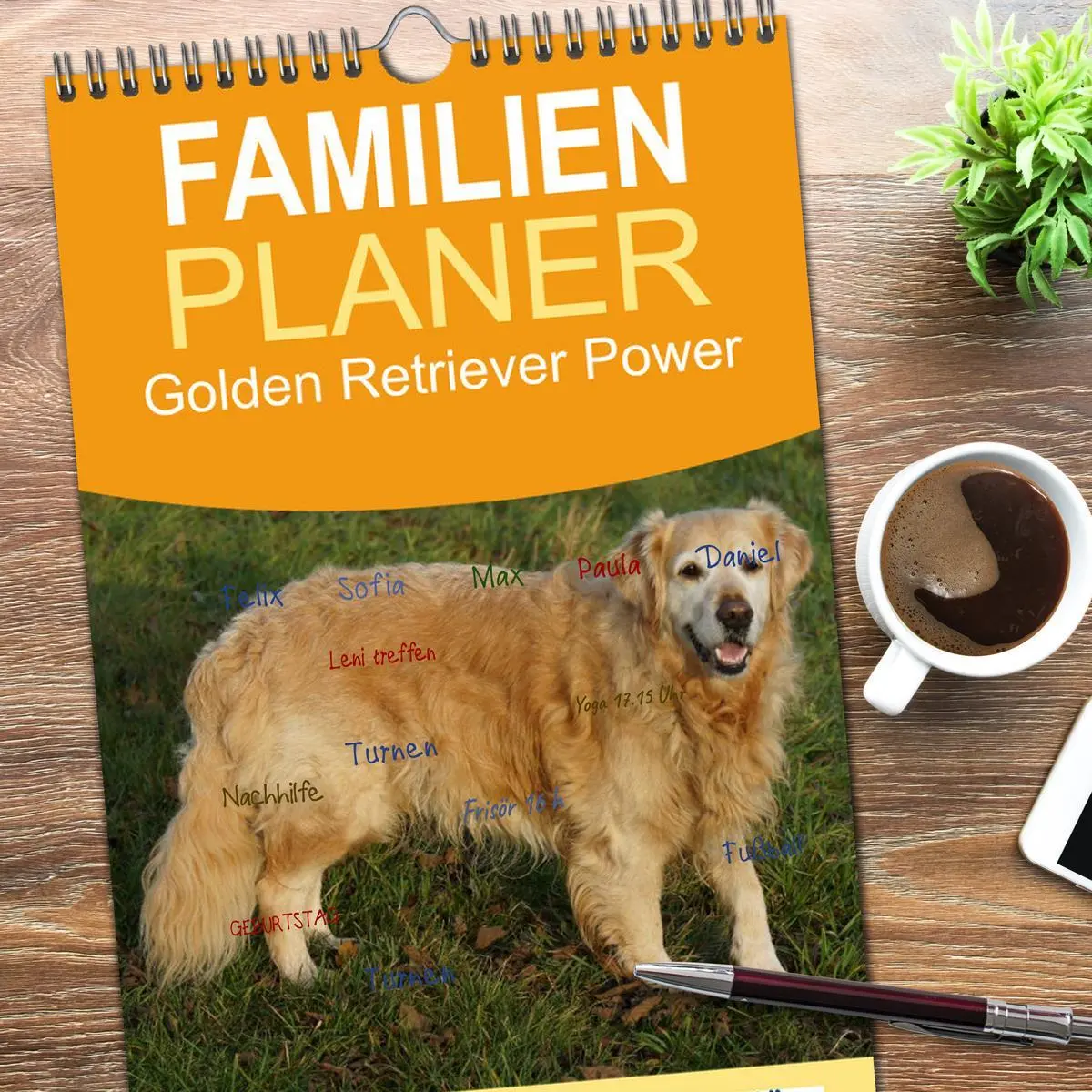 Bild: 9783516518467 | Familienplaner 2026 - Golden Retriever Power mit 5 Spalten...