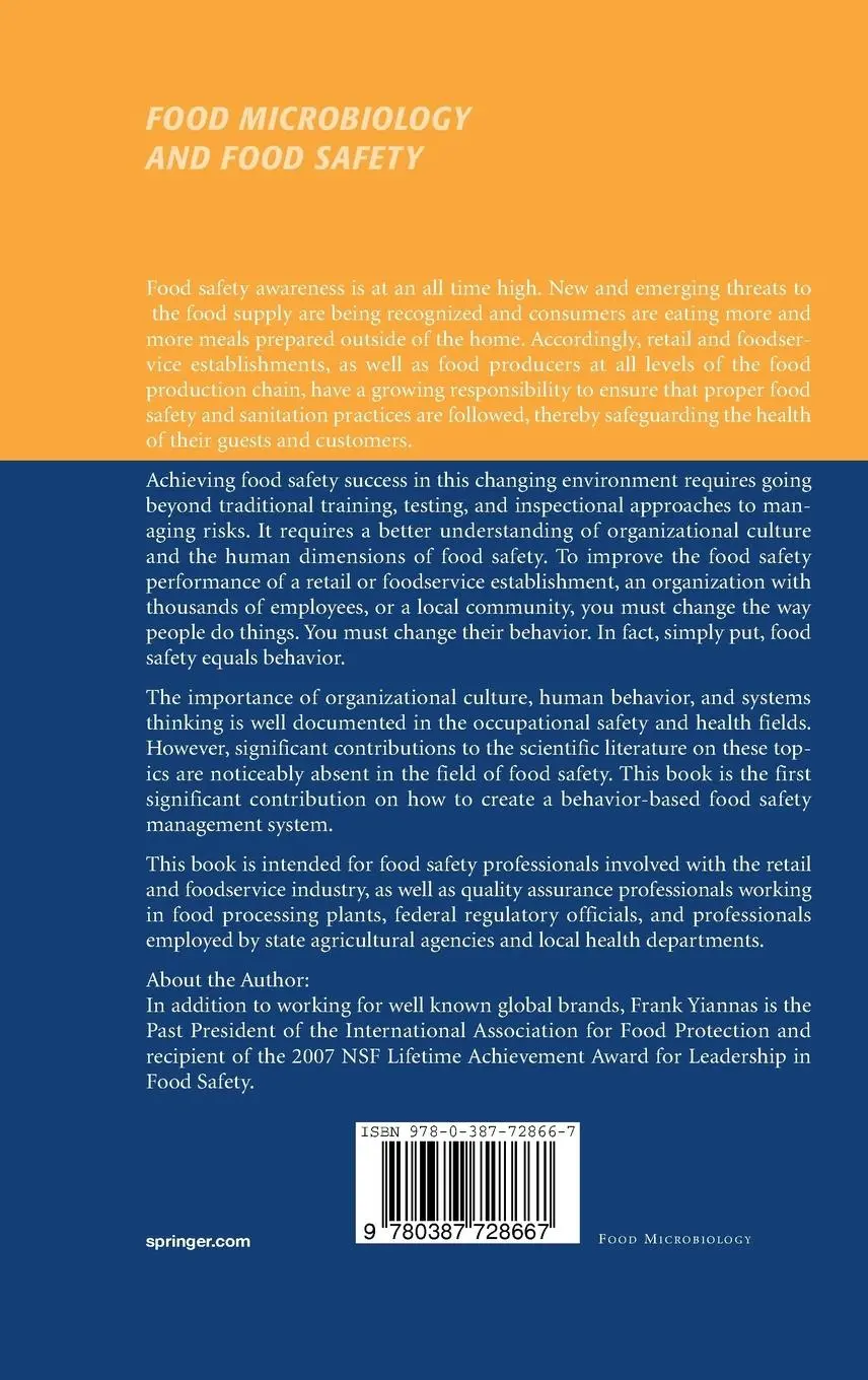 Rückseite: 9780387728667 | Food Safety Culture | Frank Yiannas | Buch | xii | Englisch | 2008