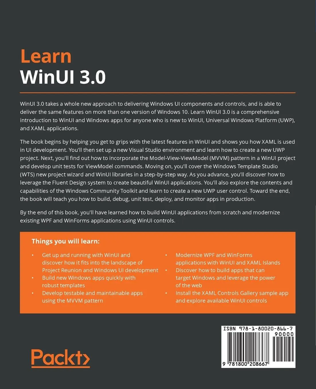 Rückseite: 9781800208667 | Learn WinUI 3.0 | Alvin Ashcraft | Taschenbuch | Englisch | 2021