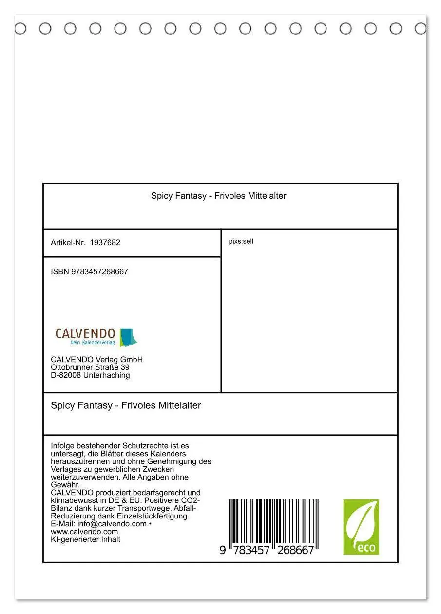 Bild: 9783457268667 | Spicy Fantasy - Frivoles Mittelalter (Tischkalender 2026 DIN A5...