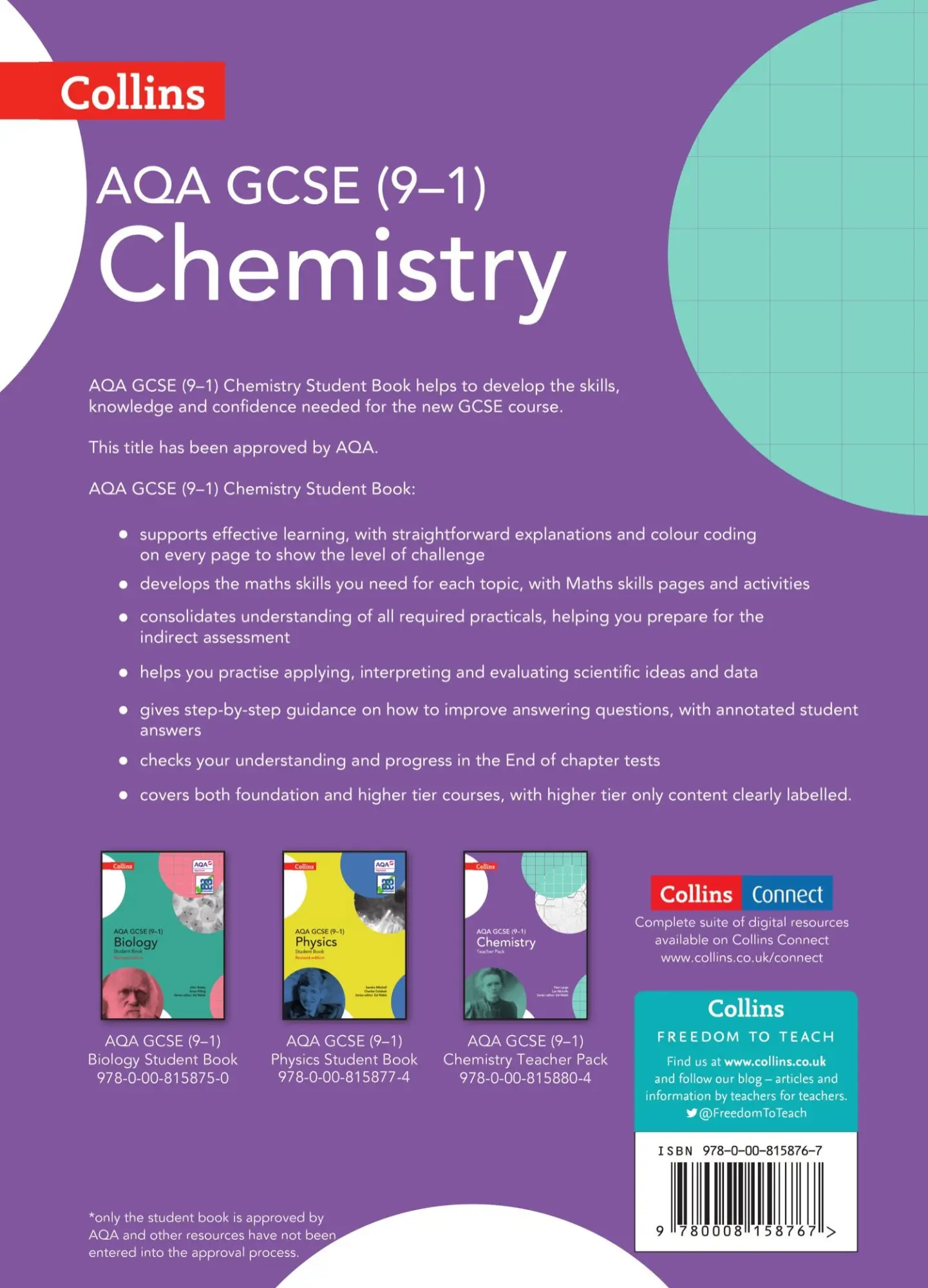 Rückseite: 9780008158767 | Collins GCSE Science - Aqa GCSE (9-1) Chemistry | Student Book | Buch