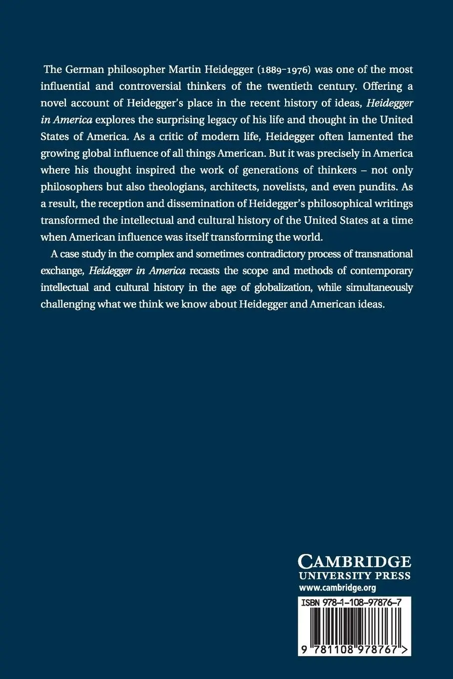 Rückseite: 9781108978767 | Heidegger in America | Martin Woessner | Taschenbuch | Englisch | 2020