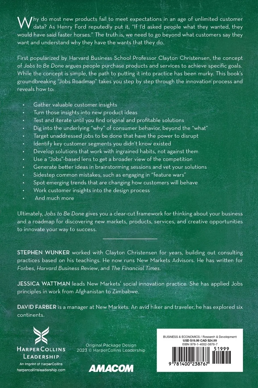Rückseite: 9781400238767 | Jobs to Be Done | A Roadmap for Customer-Centered Innovation | Buch