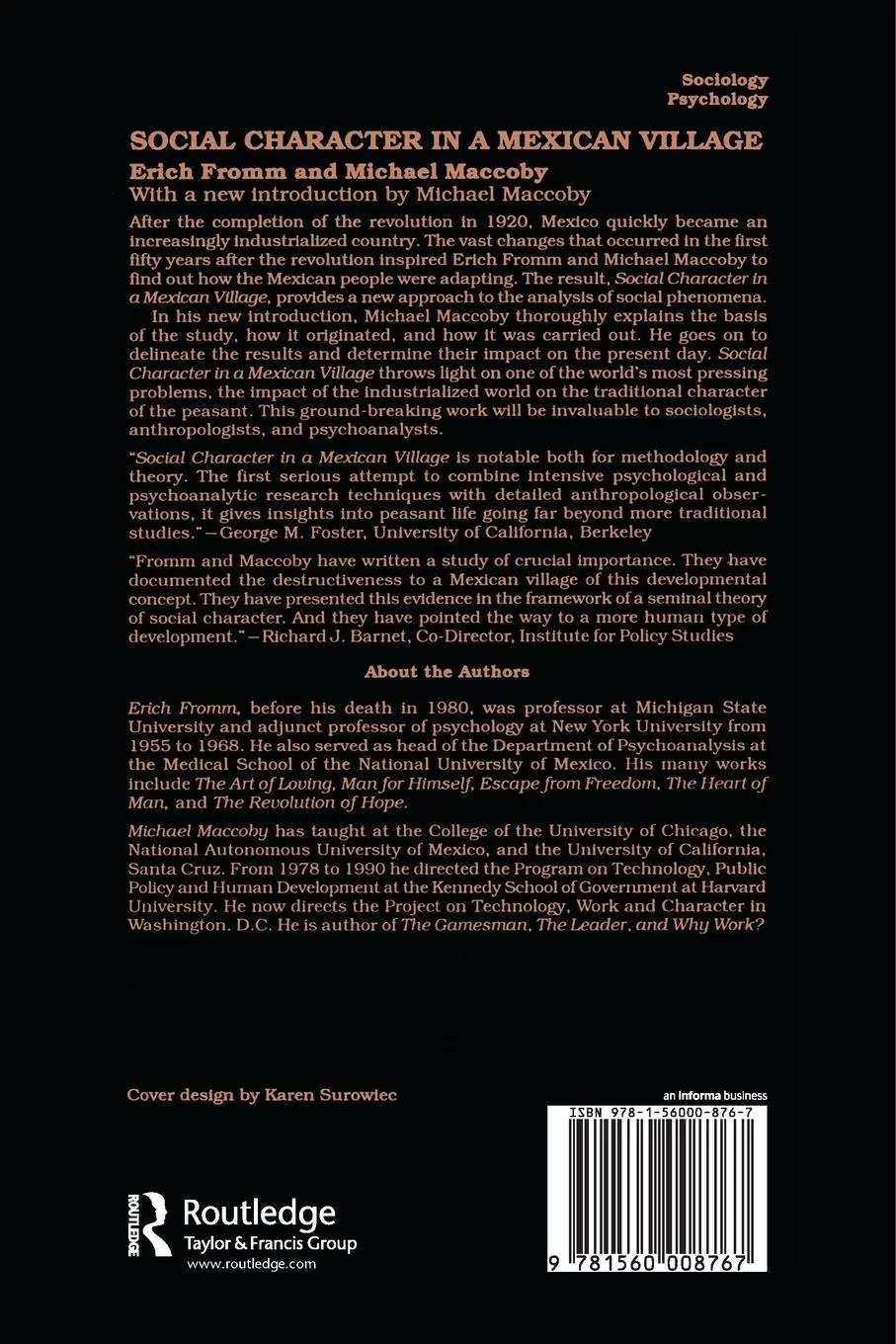 Rückseite: 9781560008767 | Social Character in a Mexican Village | Michael Maccoby | Taschenbuch