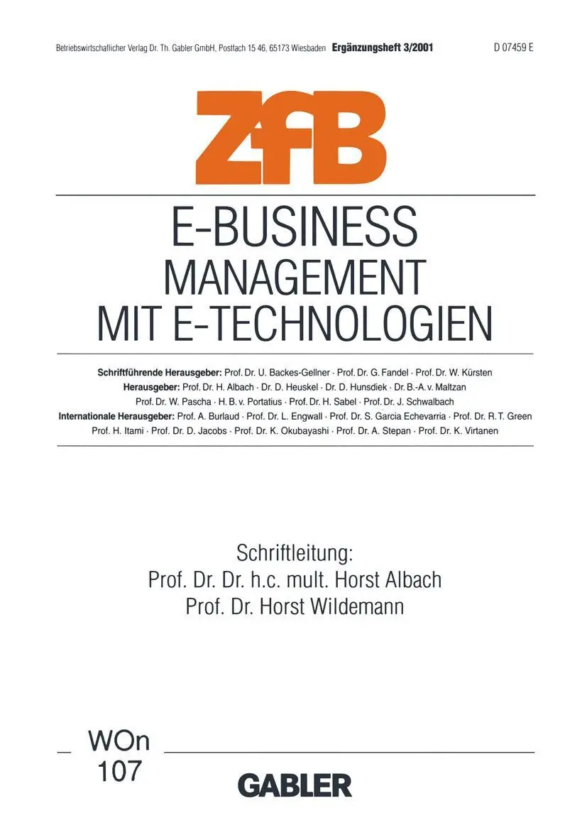 Cover: 9783409118767 | E-Business Management mit E-Technologien | Horst Wildemann (u. a.) | x
