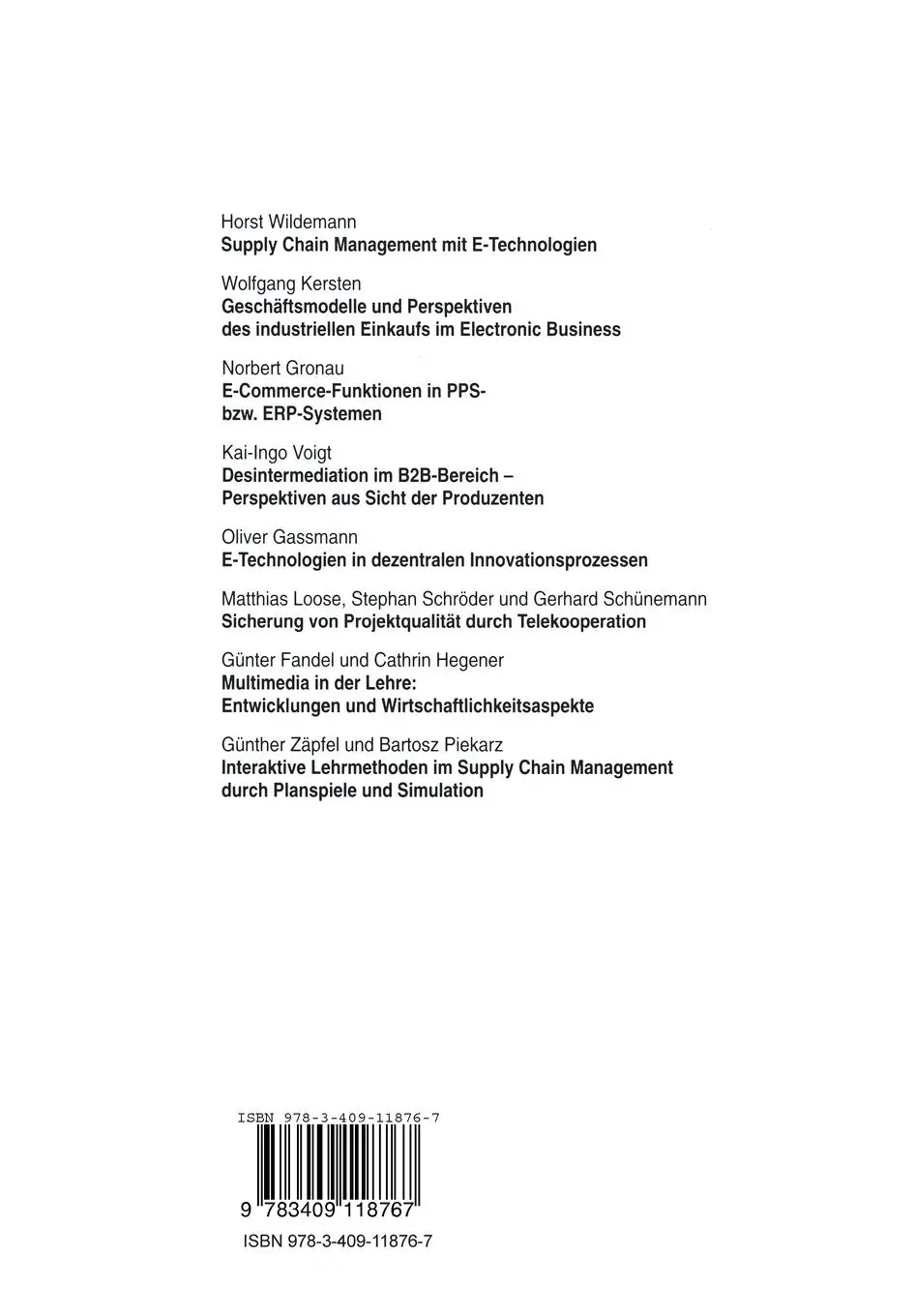 Rückseite: 9783409118767 | E-Business Management mit E-Technologien | Horst Wildemann (u. a.) | x