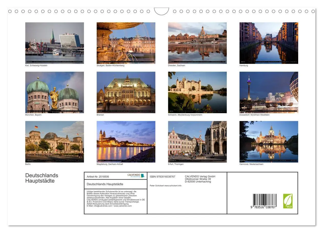 Bild: 9783516038767 | Deutschlands Hauptstädte (Wandkalender 2026 DIN A3 quer), CALVENDO...