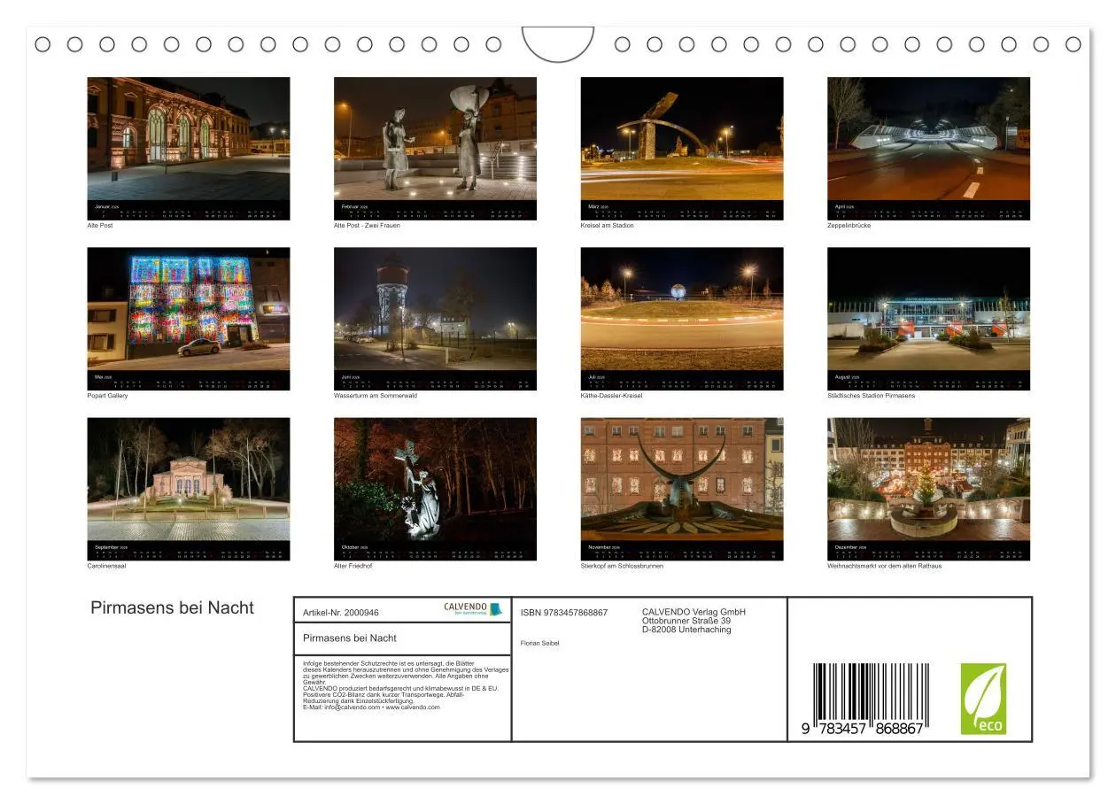 Bild: 9783457868867 | Pirmasens bei Nacht (Wandkalender 2026 DIN A4 quer), CALVENDO...