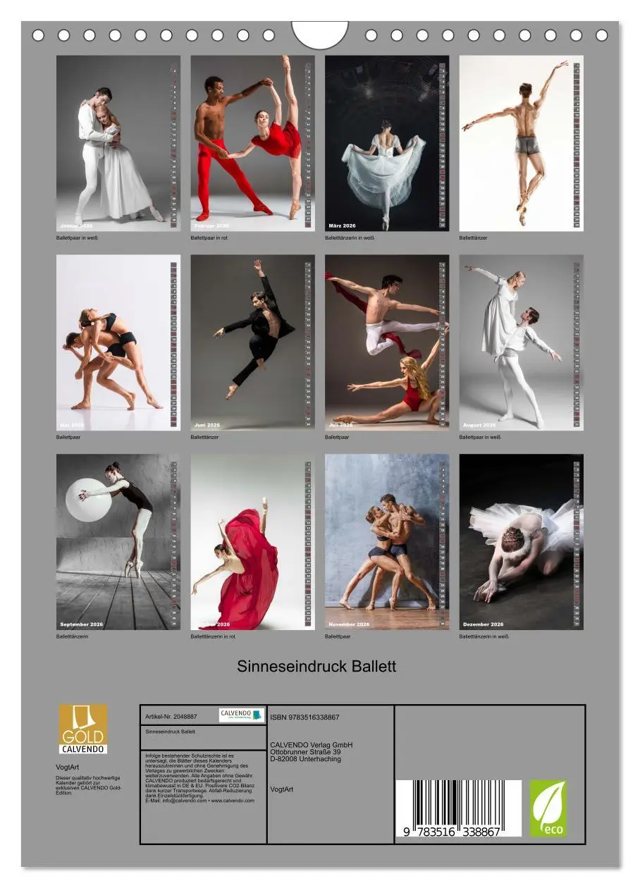 Bild: 9783516338867 | Sinneseindruck Ballett (Wandkalender 2026 DIN A4 hoch), CALVENDO...