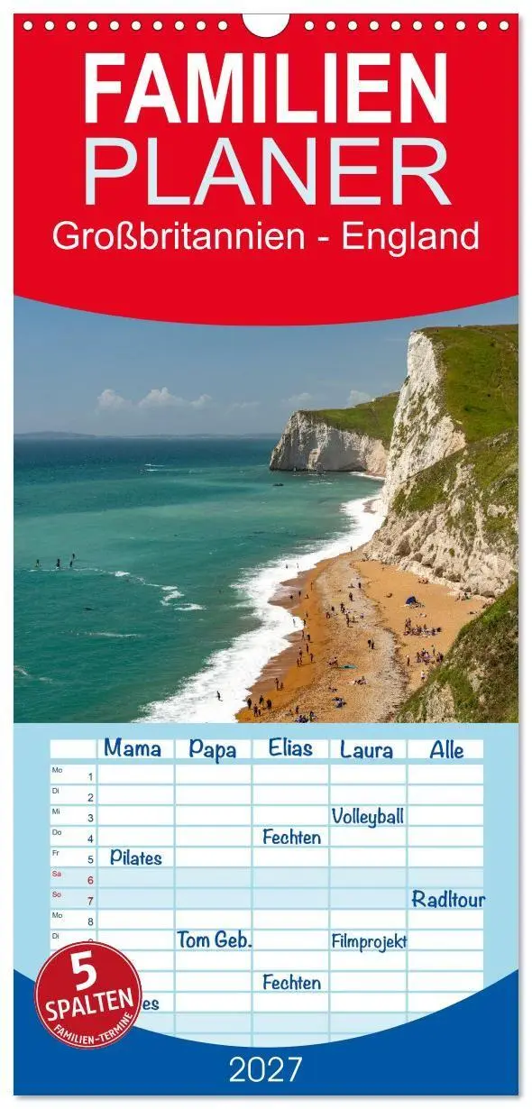 Cover: 9783594318867 | Familienplaner 2027 - Großbritannien - England mit 5 Spalten...