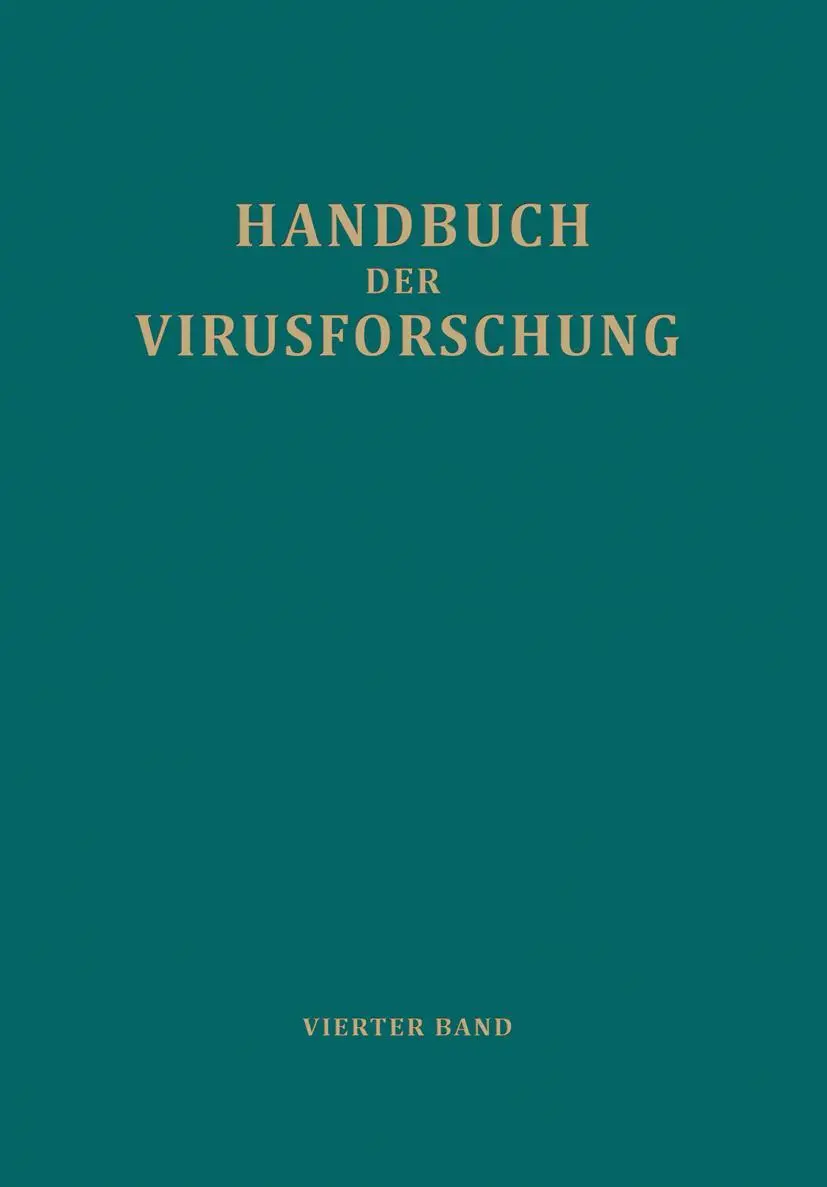 Cover: 9783709178867 | Handbuch der Virusforschung | 4. Band (III. Ergänzungsband) | Buch