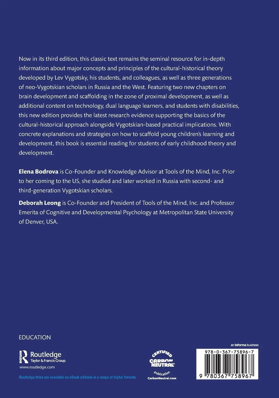 Rückseite: 9780367758967 | Tools of the Mind | Elena Bodrova (u. a.) | Taschenbuch | Englisch