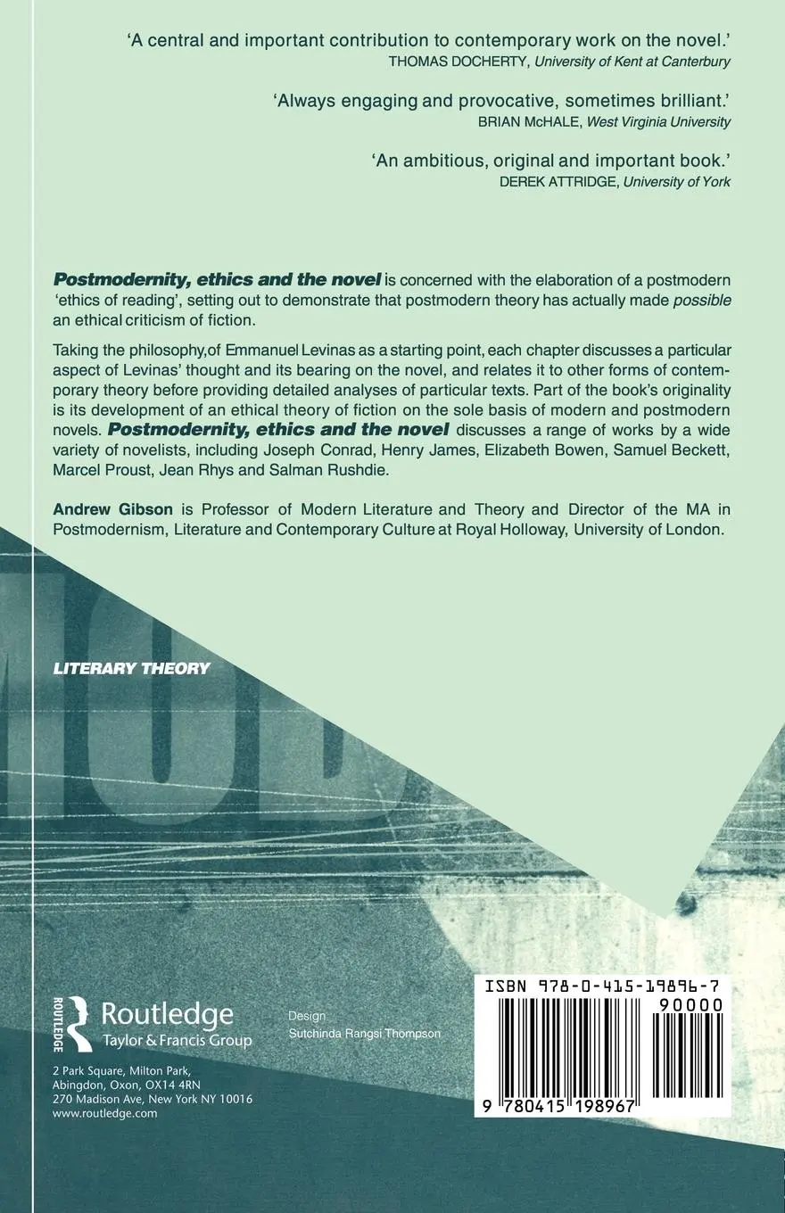 Rückseite: 9780415198967 | Postmodernity, Ethics and the Novel | From Leavis to Levinas | Gibson