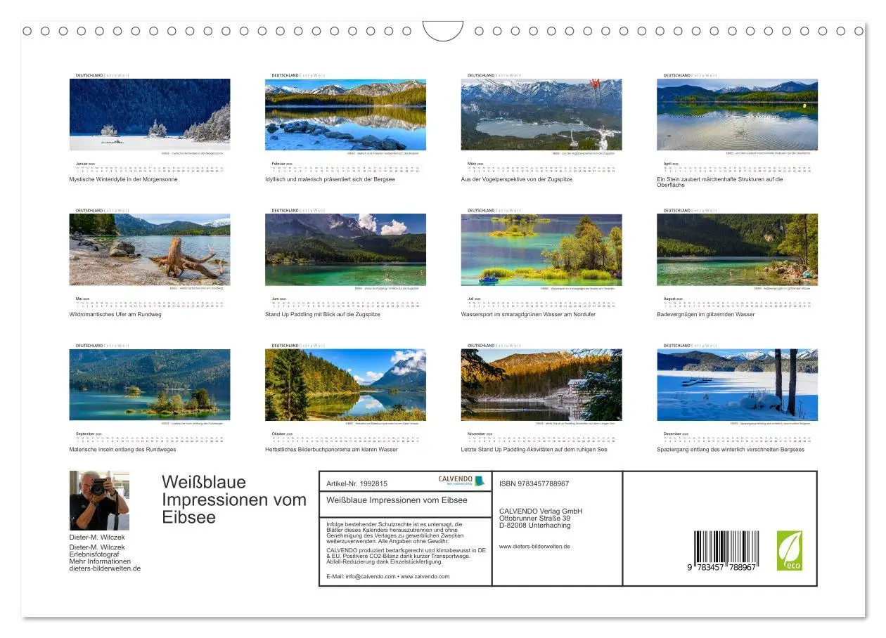 Bild: 9783457788967 | Weißblaue Impressionen vom Eibsee (Wandkalender 2026 DIN A3 quer),...