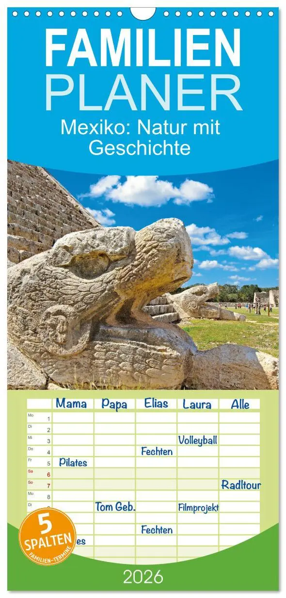 Cover: 9783516498967 | Familienplaner 2026 - Mexiko: Natur mit Geschichte mit 5 Spalten...
