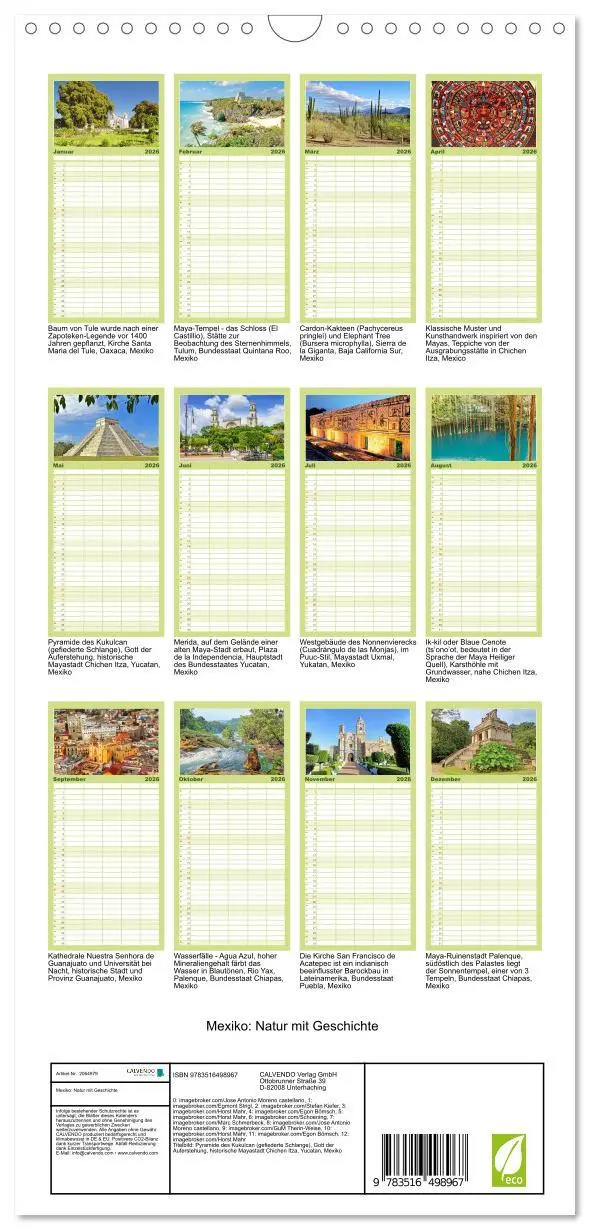 Bild: 9783516498967 | Familienplaner 2026 - Mexiko: Natur mit Geschichte mit 5 Spalten...