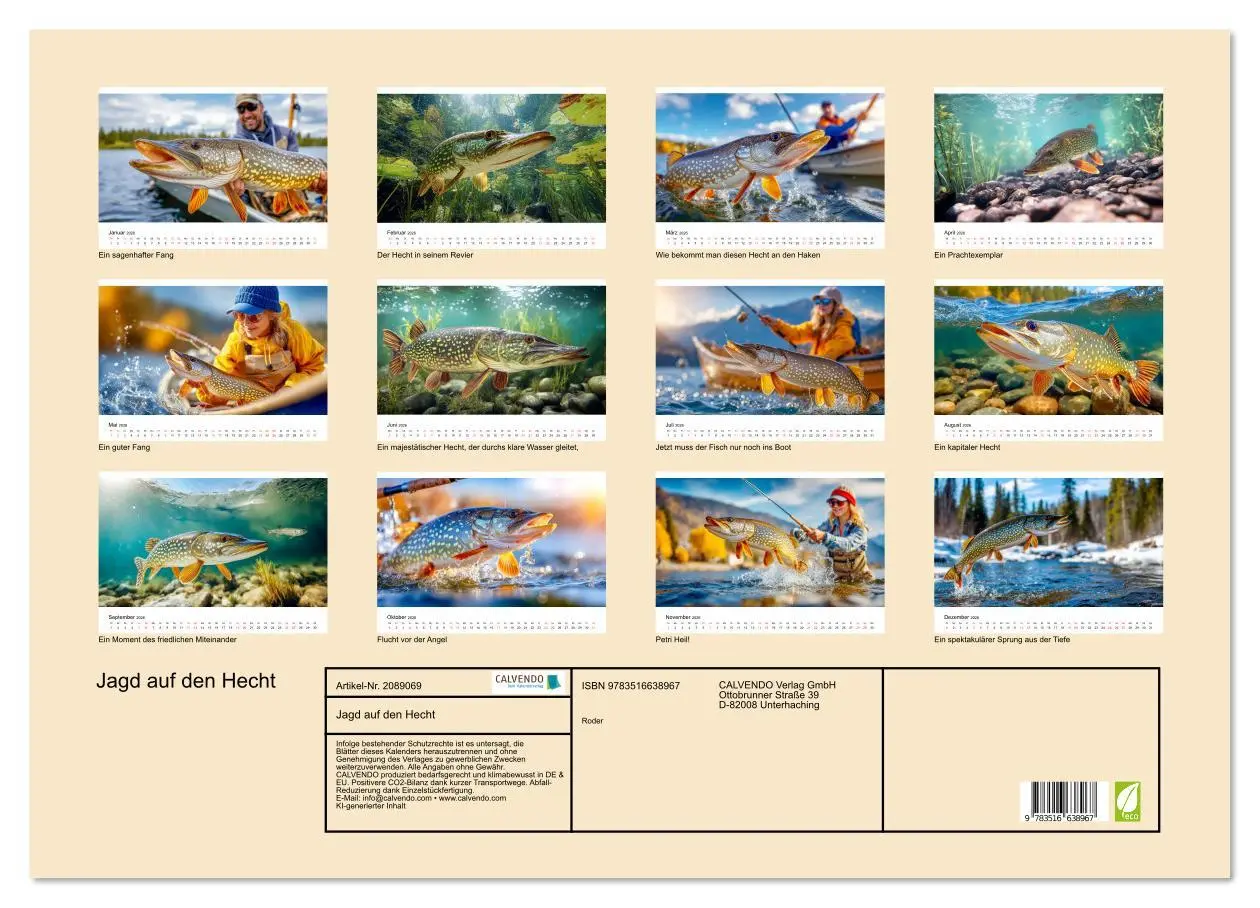 Bild: 9783516638967 | Jagd auf den Hecht (Wandkalender 2026 DIN A2 quer), CALVENDO...
