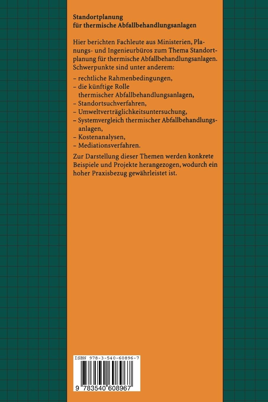 Rückseite: 9783540608967 | Standortplanung für thermische Abfallbehandlungsanlagen | Taschenbuch
