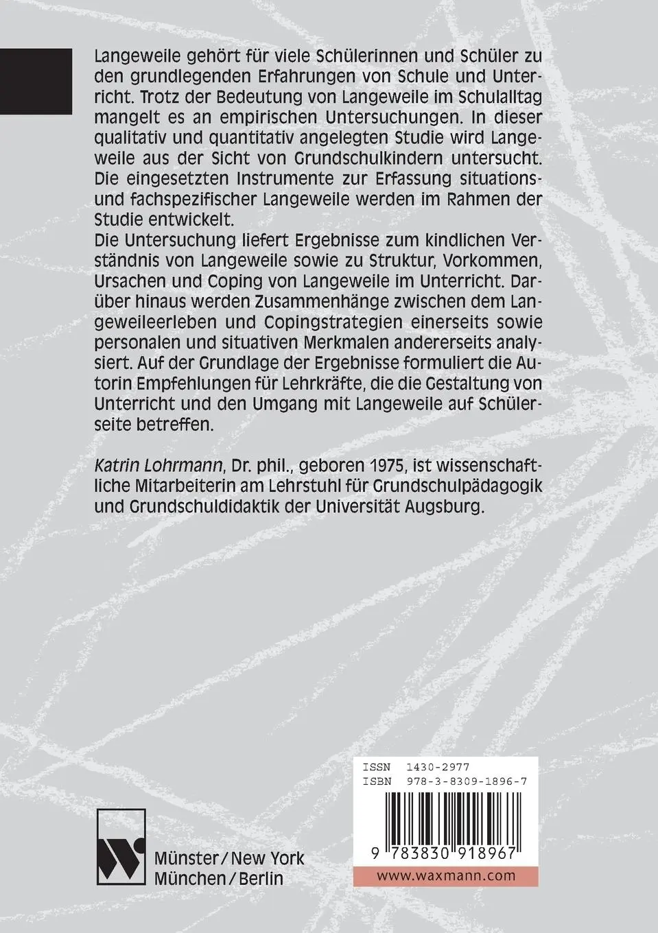 Rückseite: 9783830918967 | Langeweile im Unterricht | Katrin Lohrmann | Taschenbuch | 240 S.