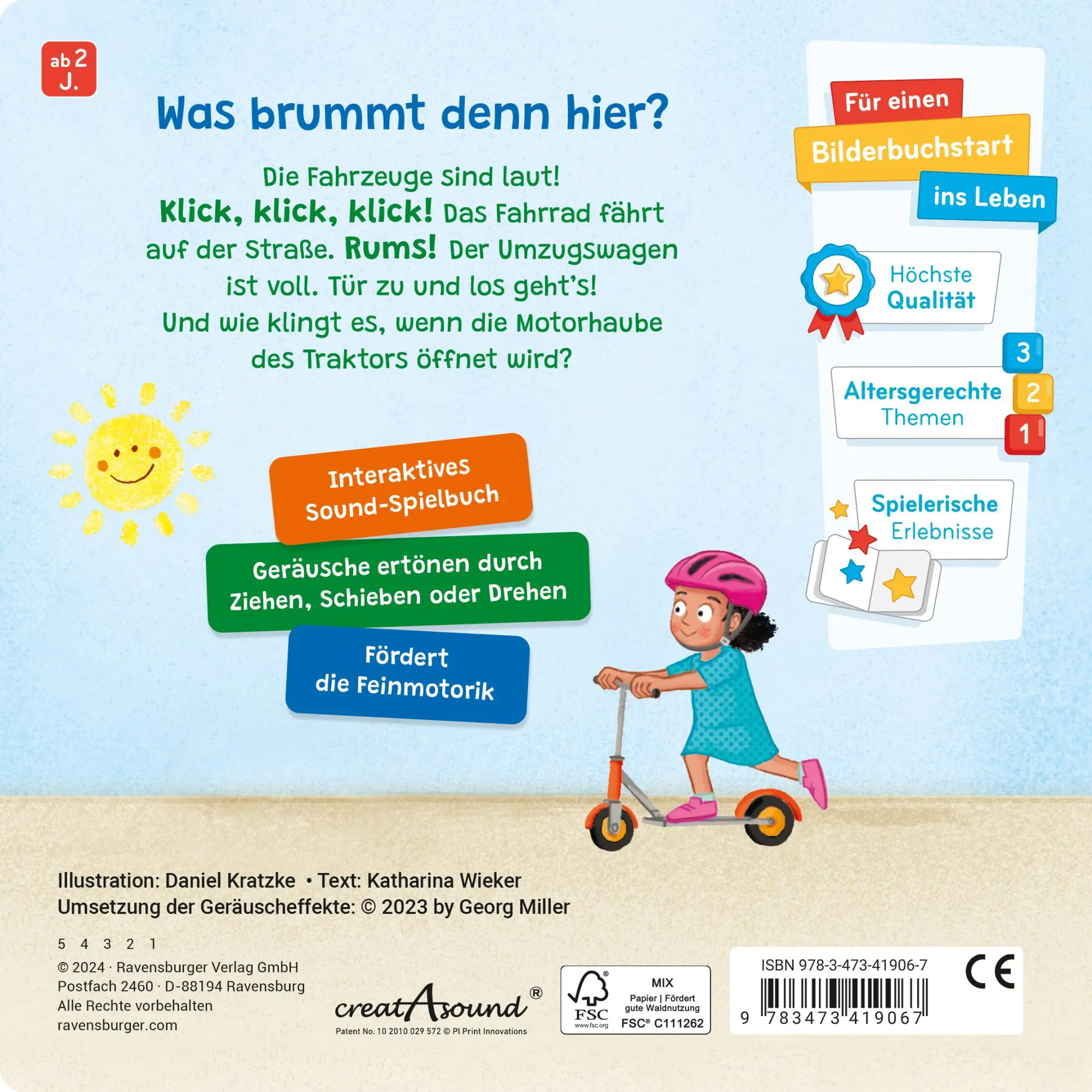 Rückseite: 9783473419067 | Spielen, hören, staunen - Fahrzeuge | Katharina Wieker | Buch | 10 S.